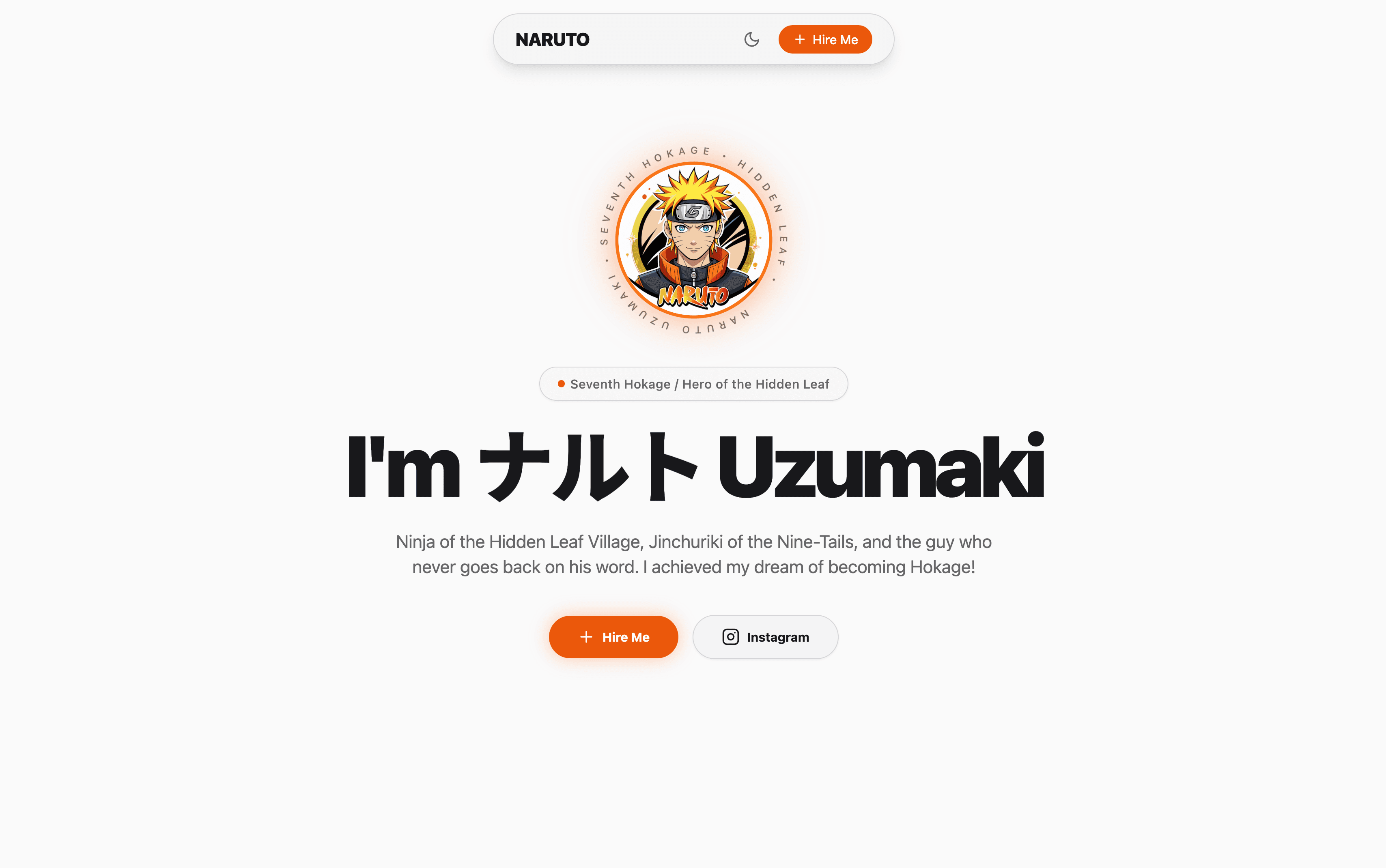 Naruto - Anime Themed Developer Portfolio Preview 1