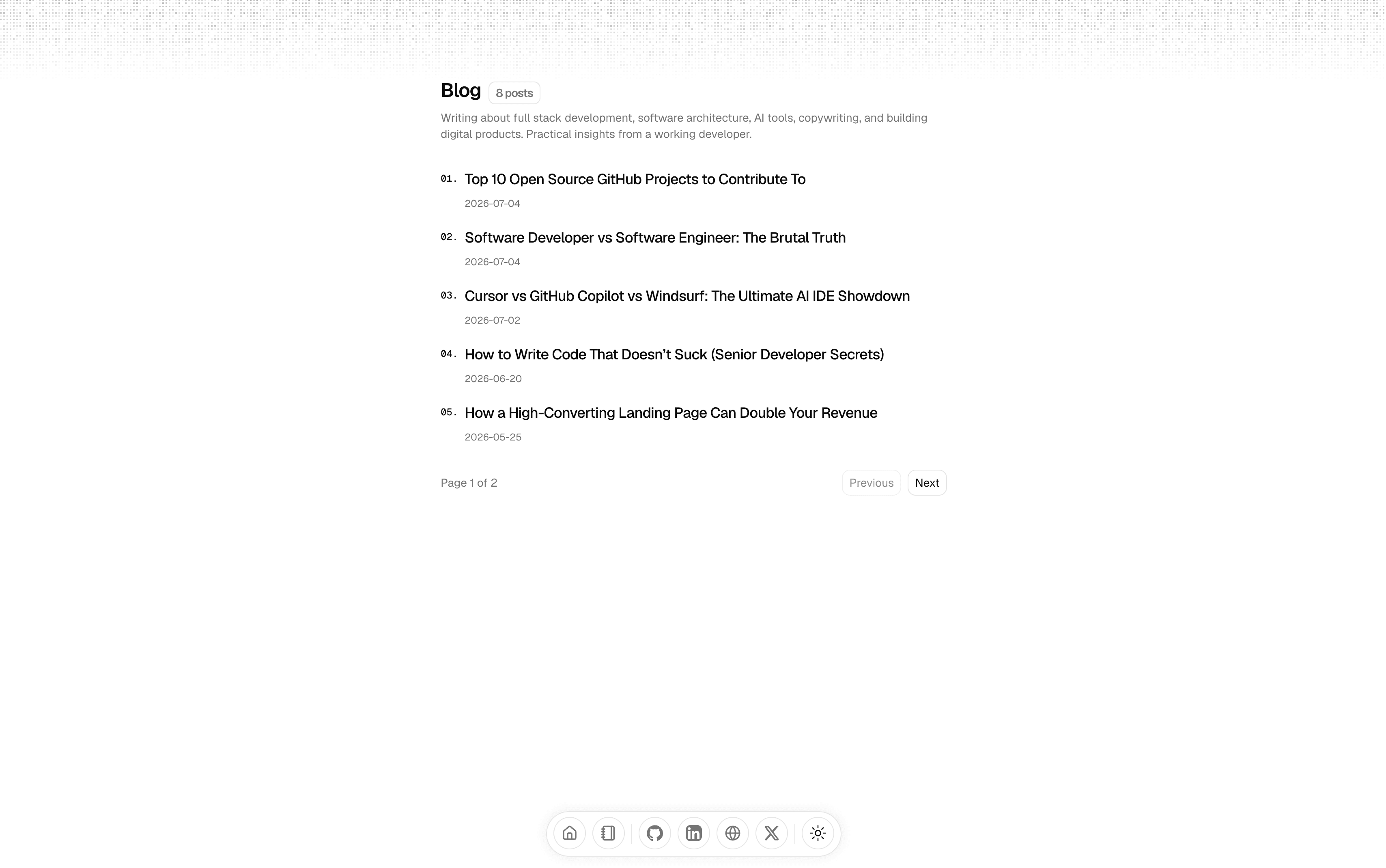 Yugha - Minimalist Developer Portfolio Preview 3